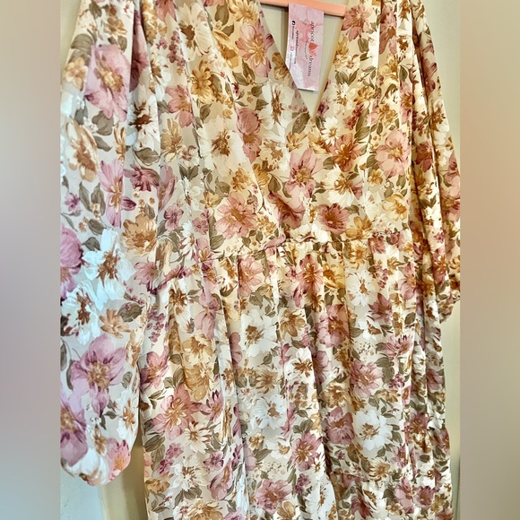 STUNNING Watercolor floral dress NWT size L and 1X - Picture 4 of 5
